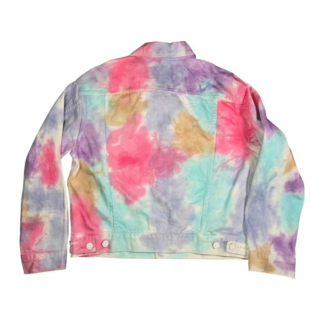 GRLFRND Kim Tie‎ Dye Denim Jacket Womens Small Pink Purple Blue Cotton Trucker - Picture 6 of 10
